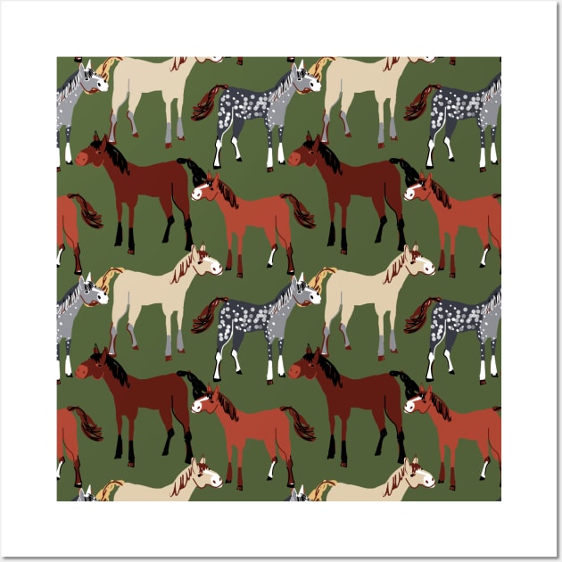 Horse pattern green Wall Art by belettelepink